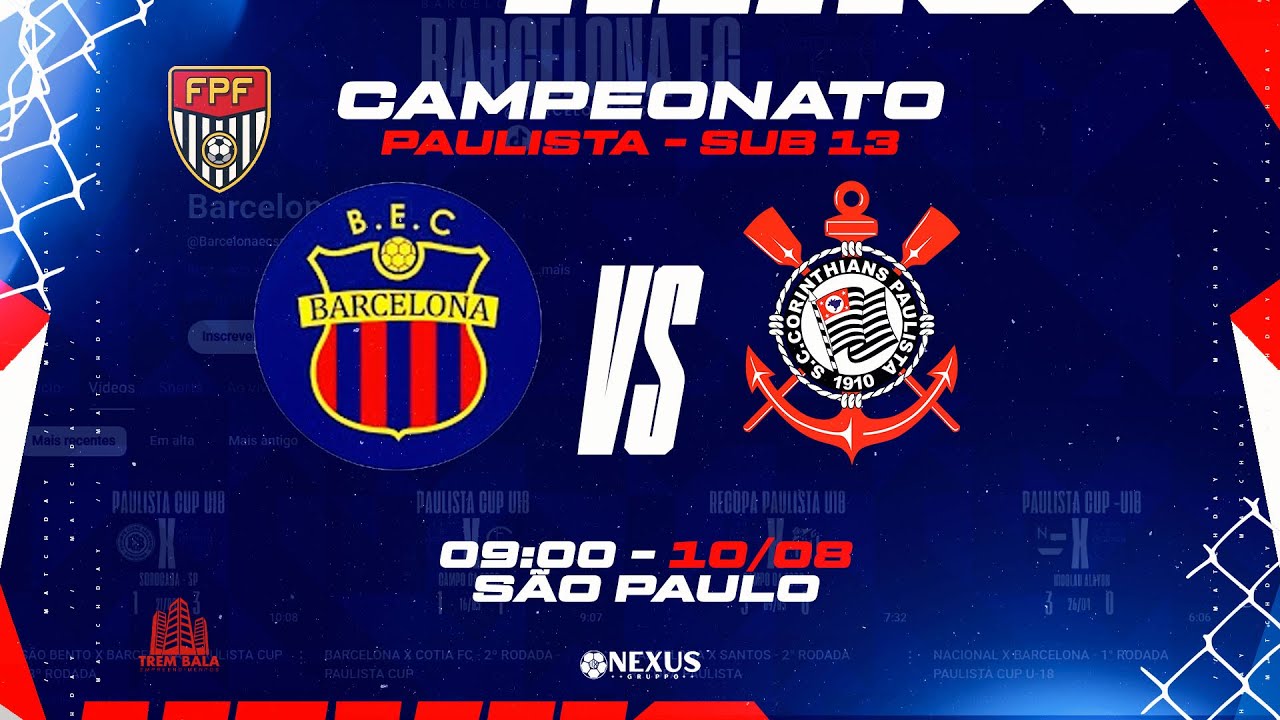 CAMPEONATO PAULISTA 2025 || SUB-13 ||  BARCELONA EC  X  CORINTHIANS