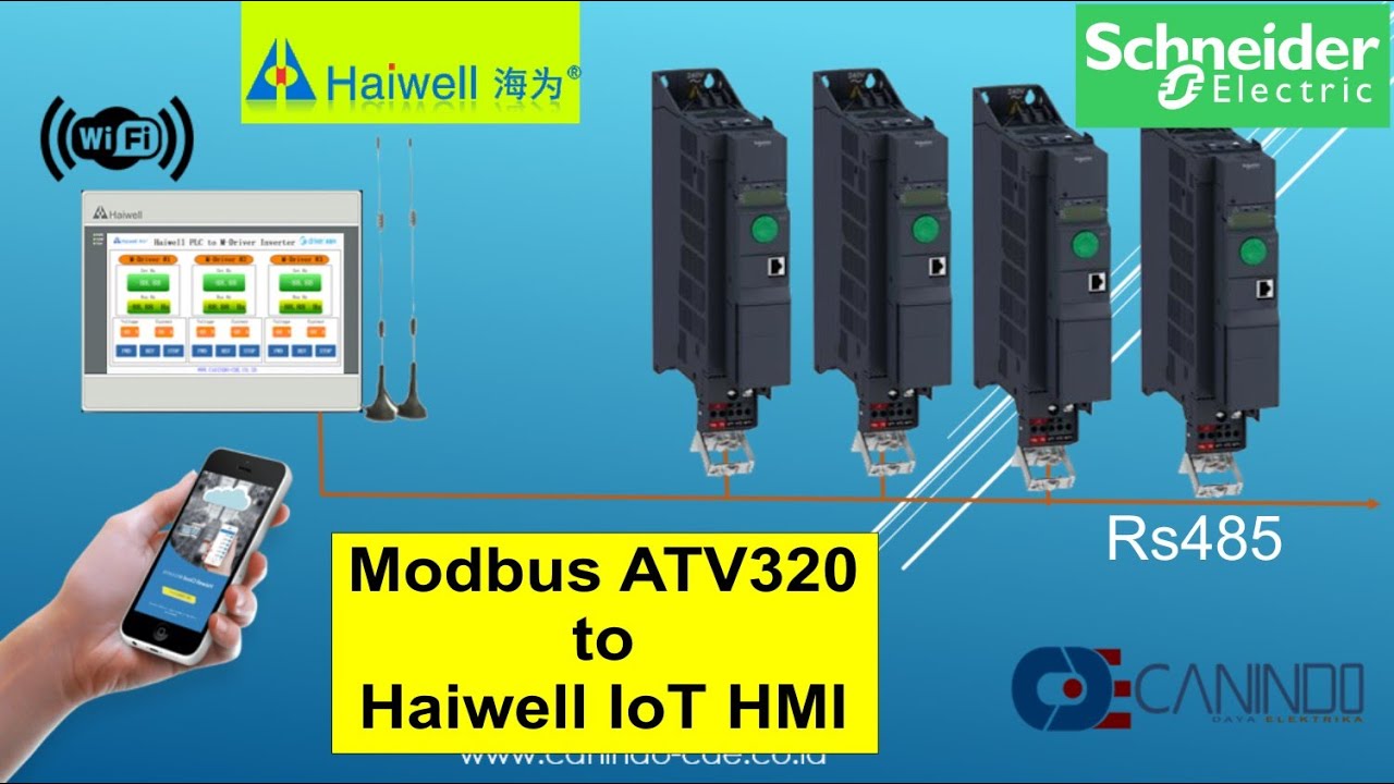 Modbus Schneider Altivar ATV320 to Haiwell IoT Cloud HMI use Rs485