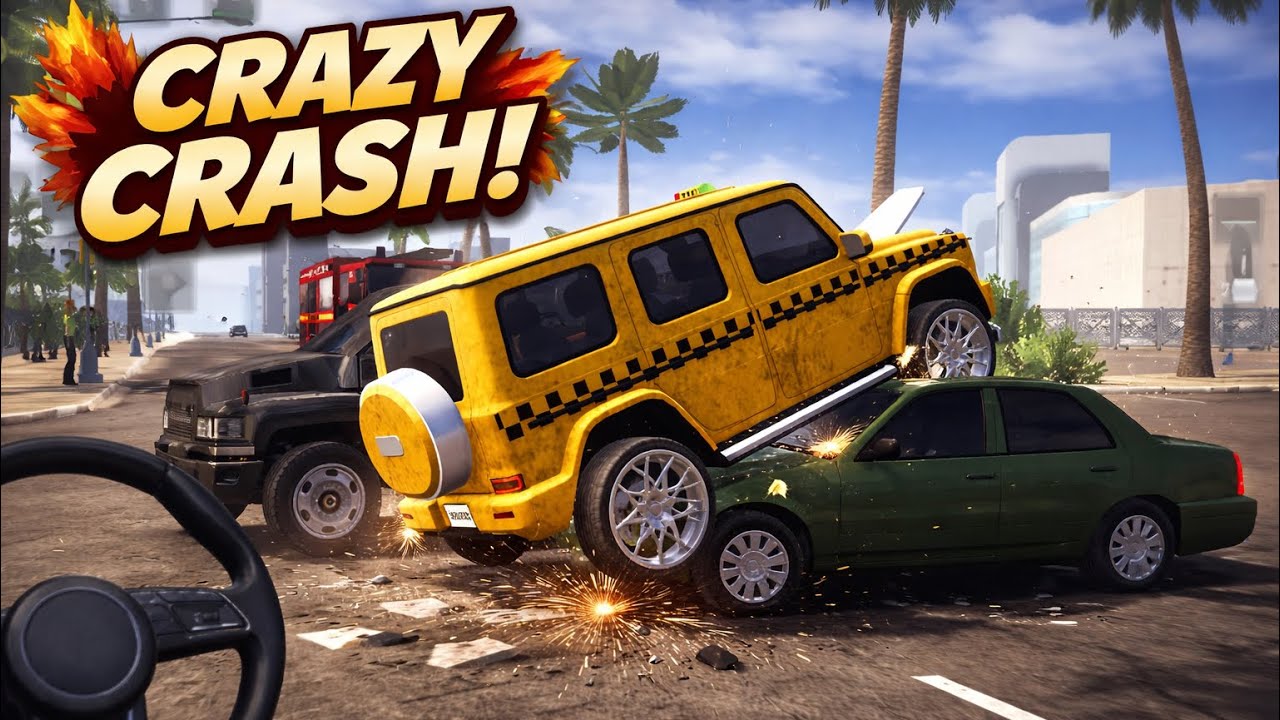 Crazy Traffic Accident Simulator – Giant 4x4 Taxi vs Sedan Crash Test | Real Driving Game 2025