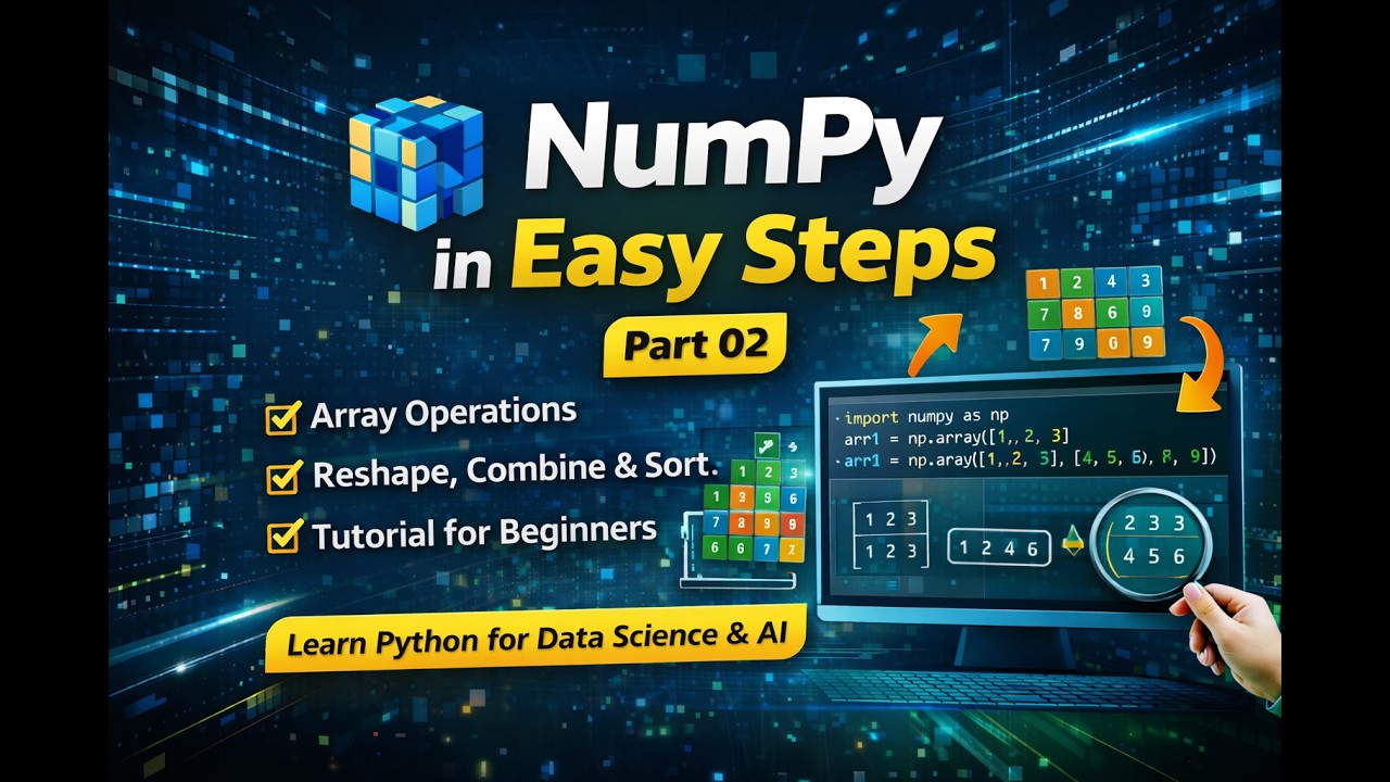 NumPy in Easy Steps – Part 02 | Array Operations, Reshape, Combine & Sort (Beginner Tutorial)