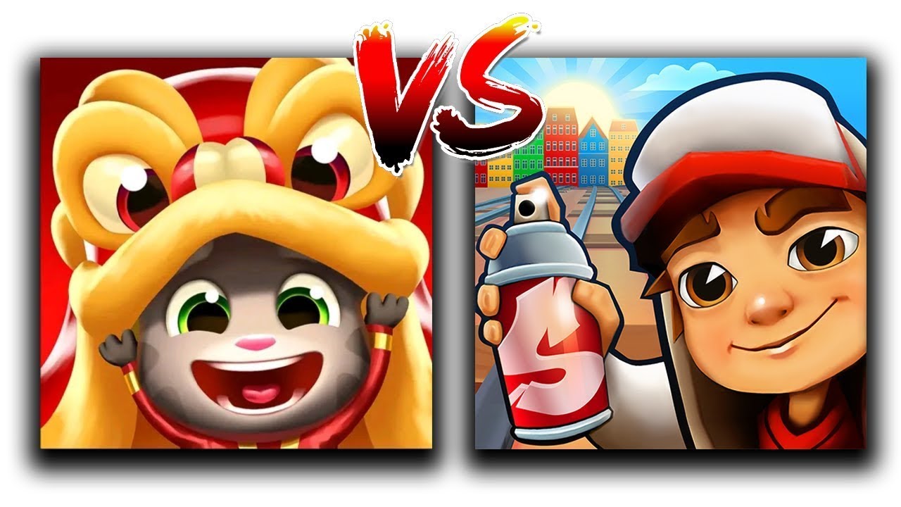 Talking Tom Gold Run против Subway Surfers (Microsoft Surface Duo)