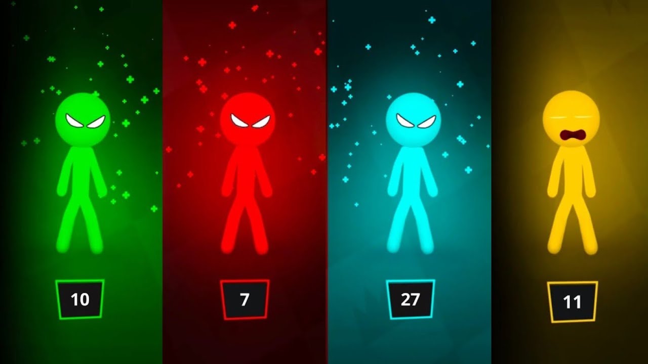 Stickman Party - Турнирный режим, случайный выбор 1-4 игроков | Прохождение игры, обновление мини...
