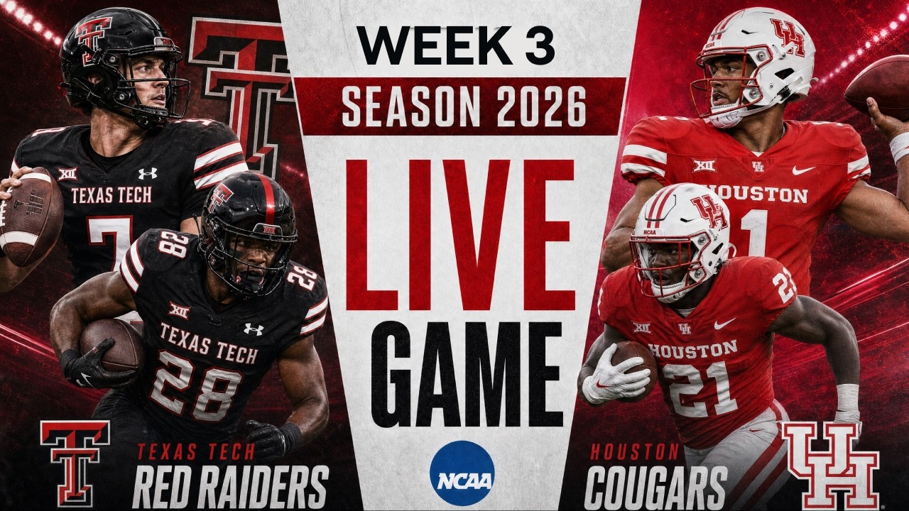 Texas Tech Red Raiders vs Houston Cougars LIVE STREAM | NCAA Week 3 Big 12 Football