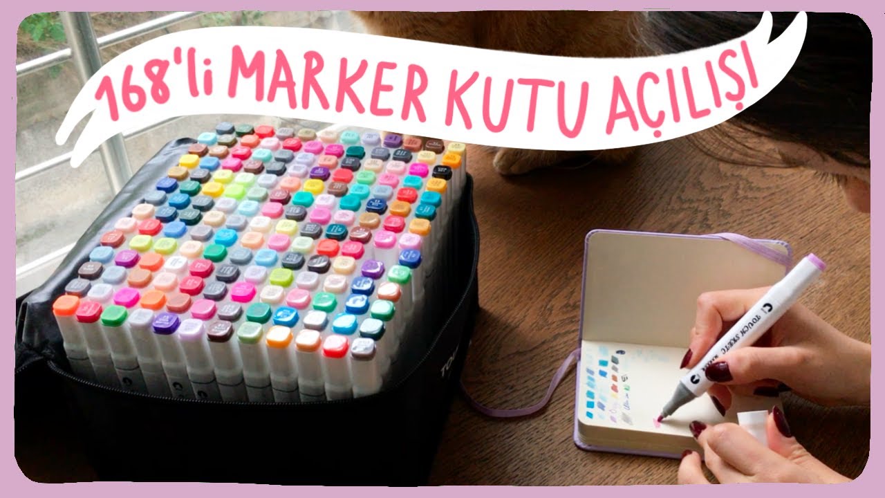 Touch Sketc 168 Colors Marker Seti Kutu Açılışı I boyaları deneyerek çizim yapıyorum
