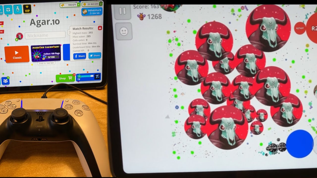 Одиночная игра с контроллером PS | Как играть? AGAR.IO