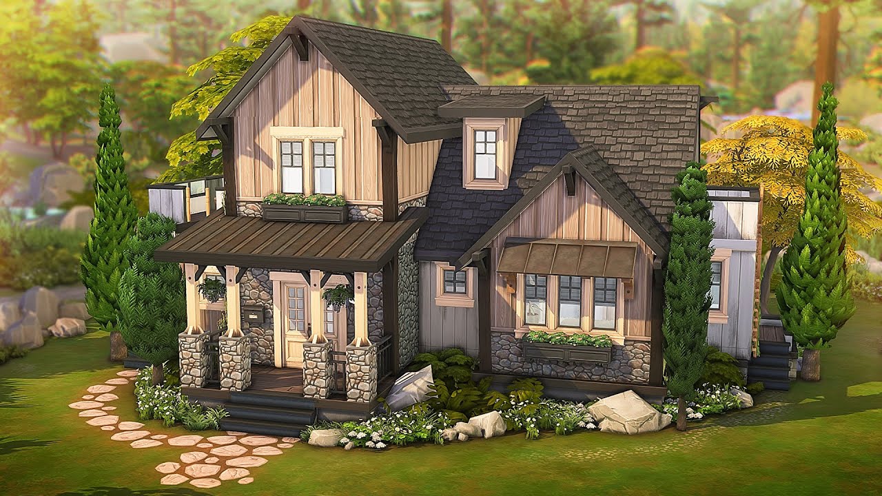 Modern Rustic Family Home for 4 🤍 | The Sims 4 Speed Build