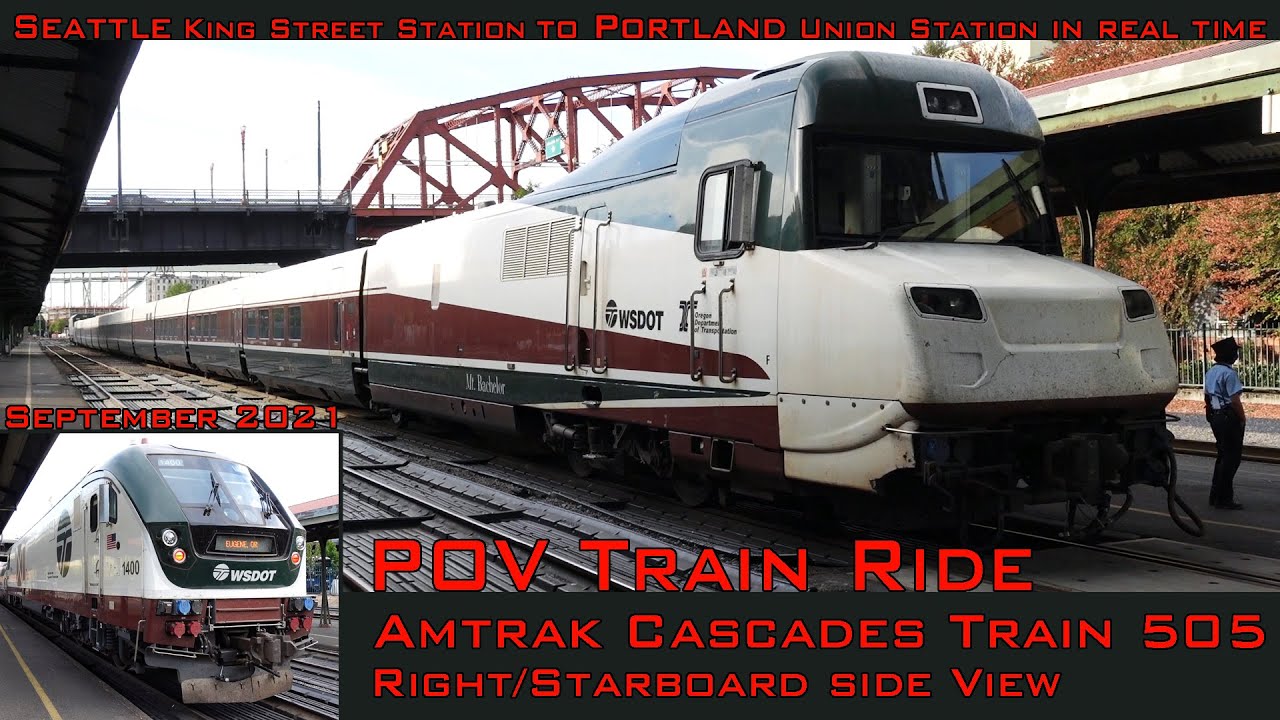 POV Train Ride | Amtrak Cascades Train 505 | Seattle to Portland in real time | Right/Starboard view