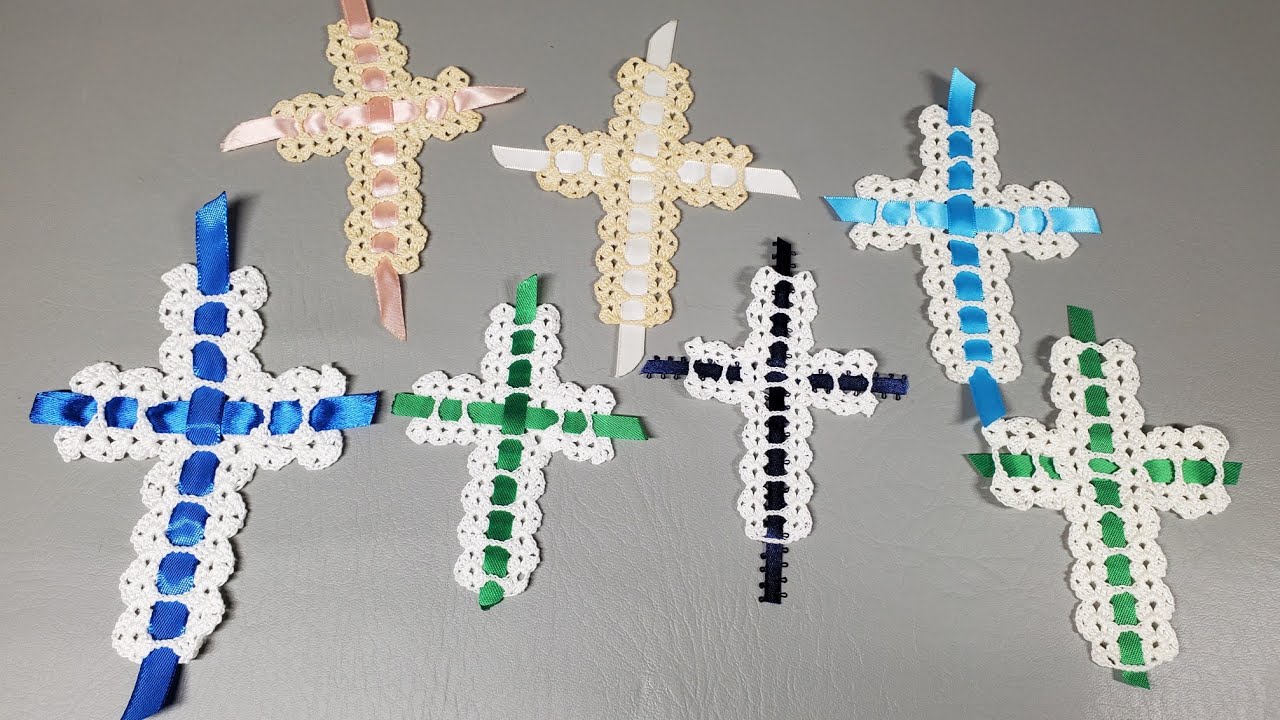 Ribbon Cross Bookmark/Easy Crochet Cross Bookmark/How To Crochet An Easy Ribbon Cross Bookmark