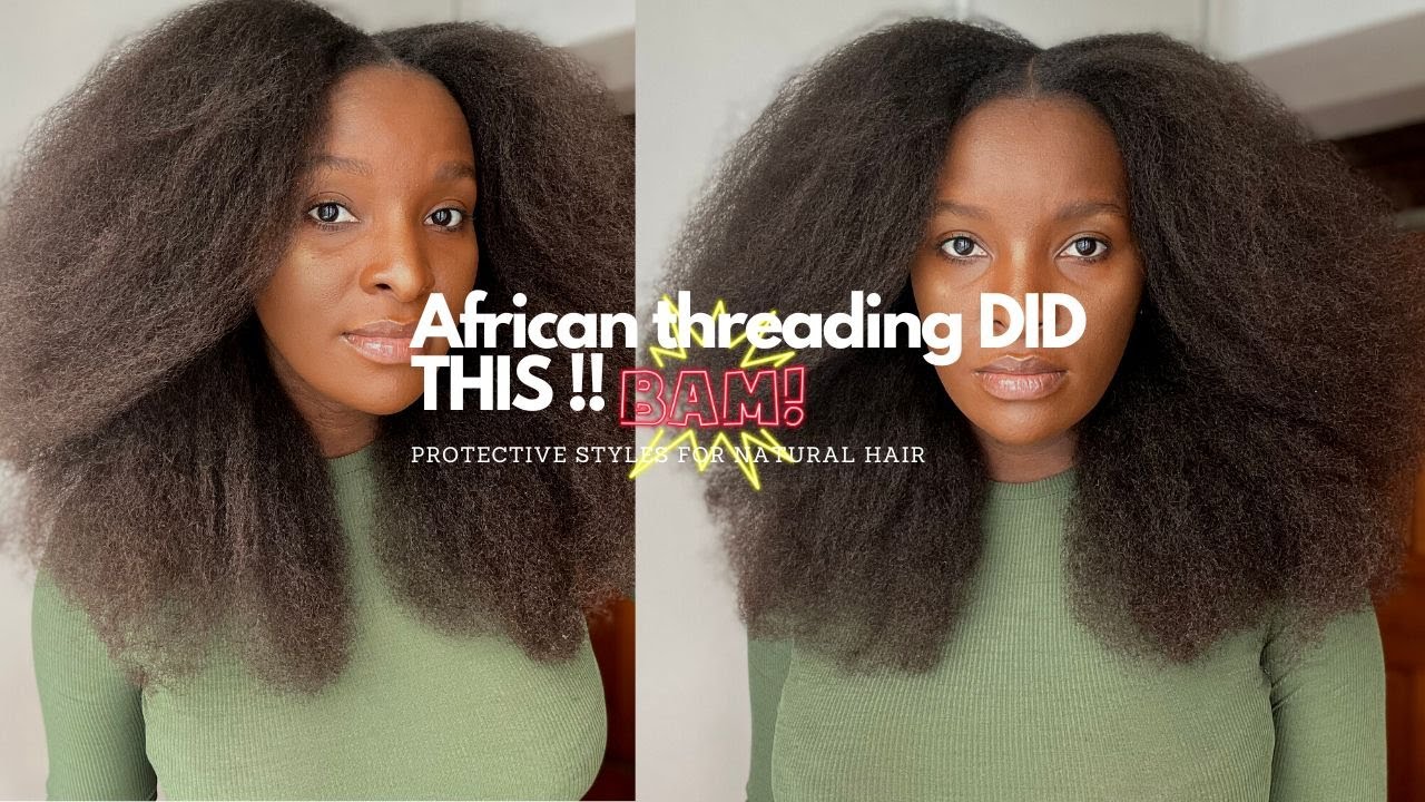 African threading on my 4b/4c natural hair| RESULTS are unbelievable!! Protective style for LENGTH