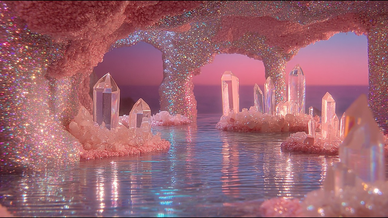 a healing crystal cave to sink into serenity 🌙✨ an 80s calm grounding session