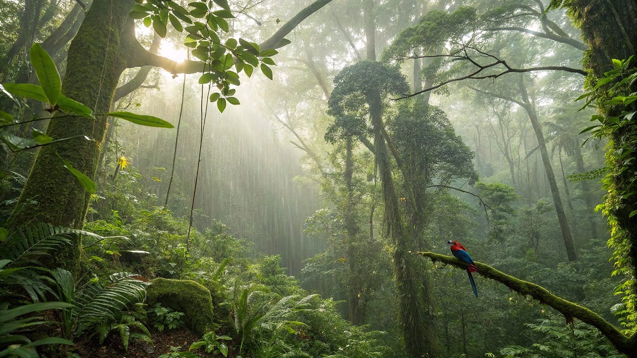 Gentle Rain & Tropical Birds | Soothing Forest Sounds for Sleep, Relaxation & Meditation