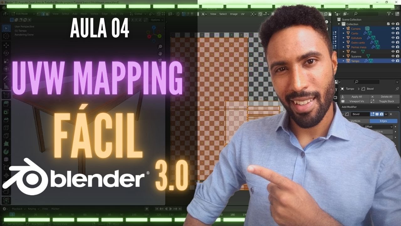 😮COMO FAZER UVW MAPPING no Blender 3 0 | AULA 04 - Curso Gratuito de Blender