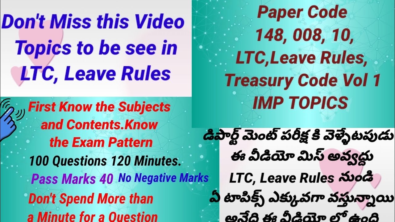 Leave Rules,LTC, Treasury Code Vol 1, Exam Preparation With Tips,Paper Code 008,148,31,41,138,105,78