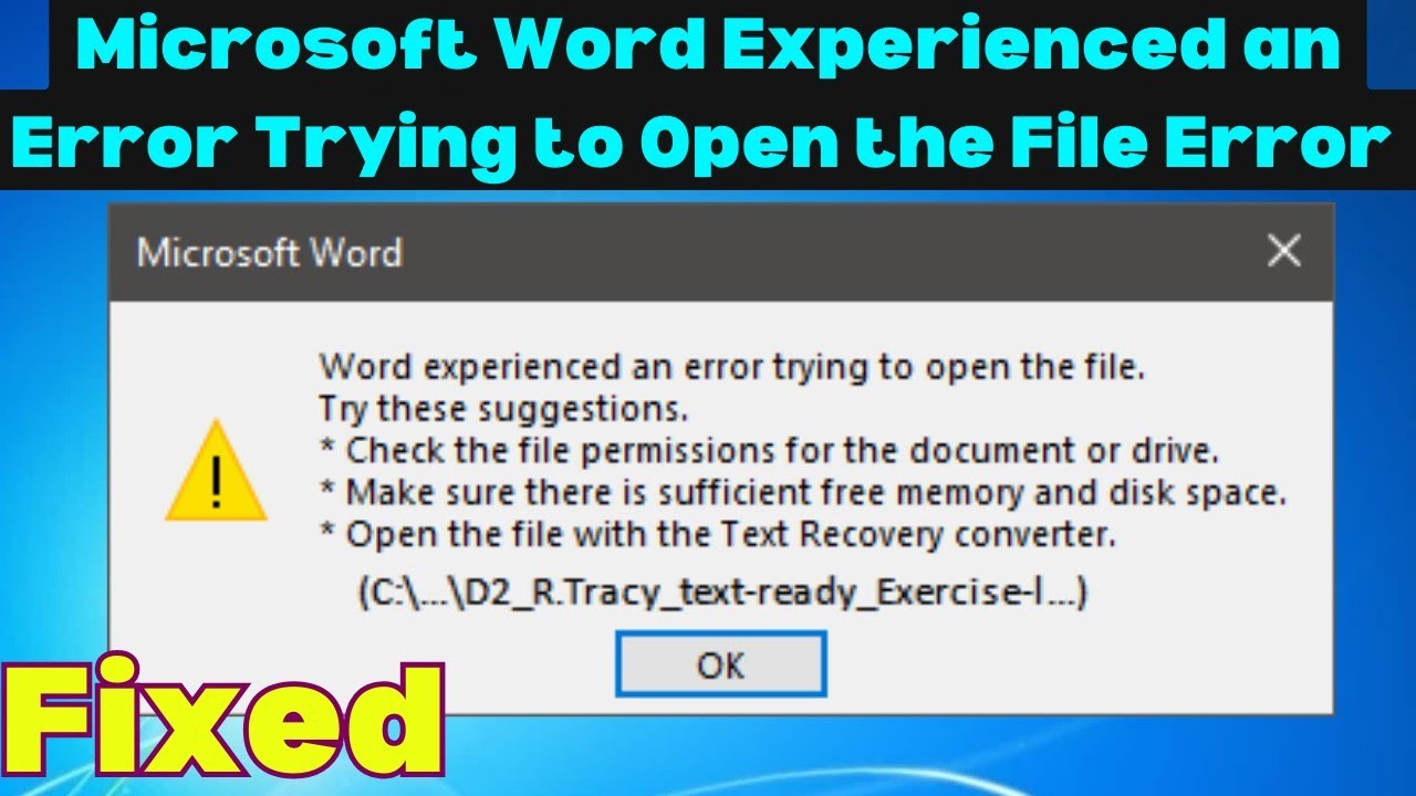 Fix Microsoft Word Experienced an Error Trying to Open the File Error in Windows || 2023