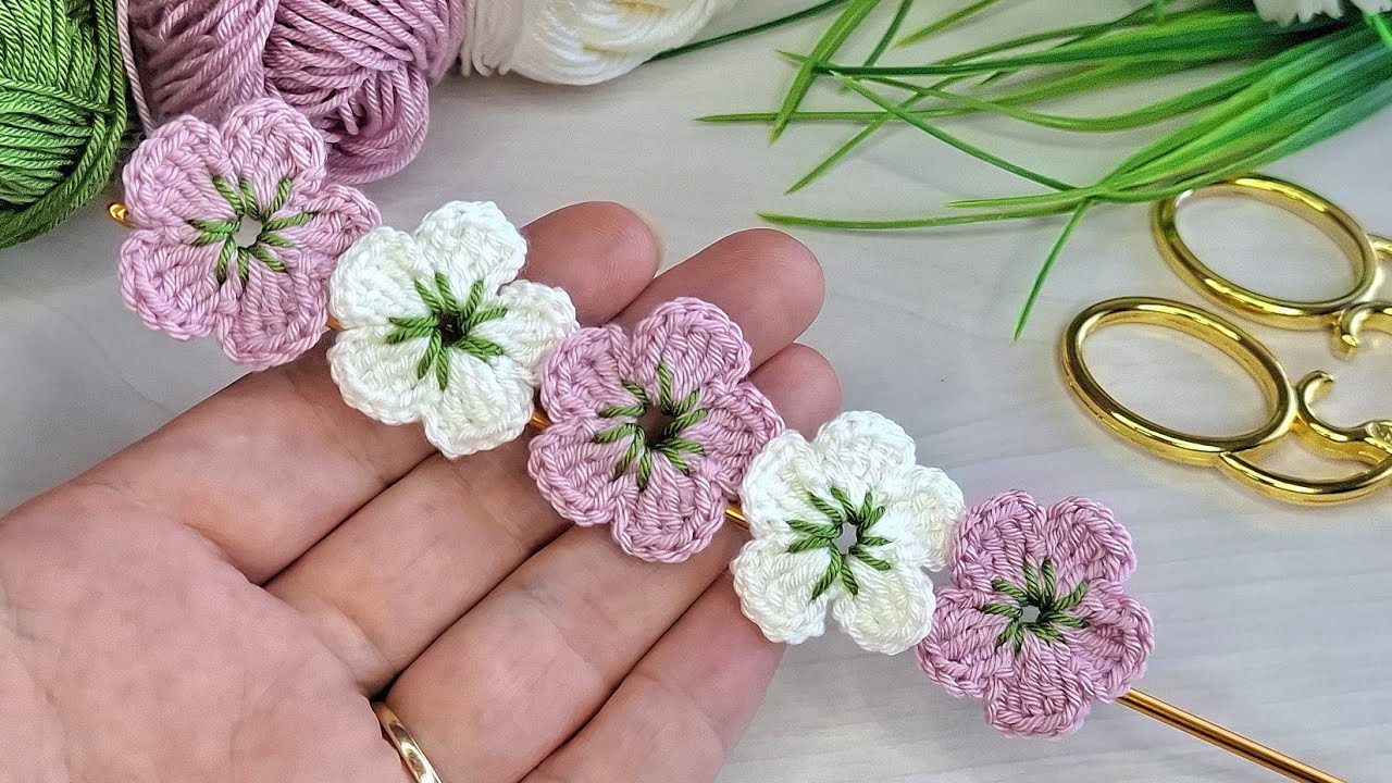 Super easy crochet flower motif making✅️Tığ işi kolay örgü çiçek motif yapımı