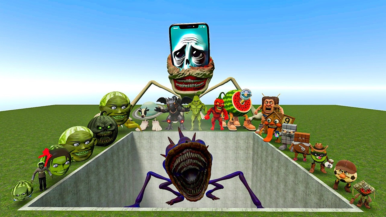 AI Brainrot Memes vs Sonic Cursed Tapes Bosses in Giant Pit – Gmod Chaos