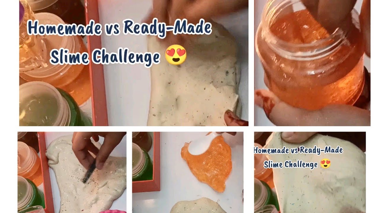 Homemade Slime with Ready-Made Slime 💚 Full Comparison#HomemadeSlime #ReadyMadeSlime#SlimeComparison