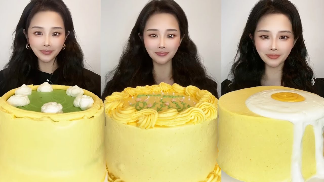Asmr🍰Eating Yellow Cream Cake🍰 (Soft And Waxy Sound) 크림丨먹방丨Mukbang丨Satisfying丨Eatingsh