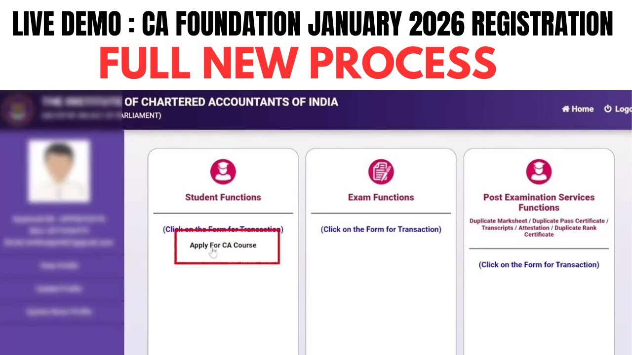 Live Demo : - CA FOUNDATION JANUARY 2026 REGISTRATION PROCESS | How to Register CA Foundation Course