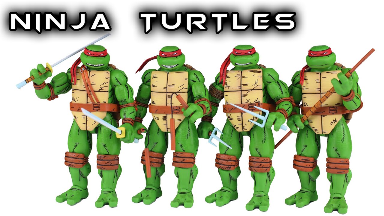 NECA TEENAGE MUTANT NINJA TURTLES Comic Action Figure 4 Pack Review