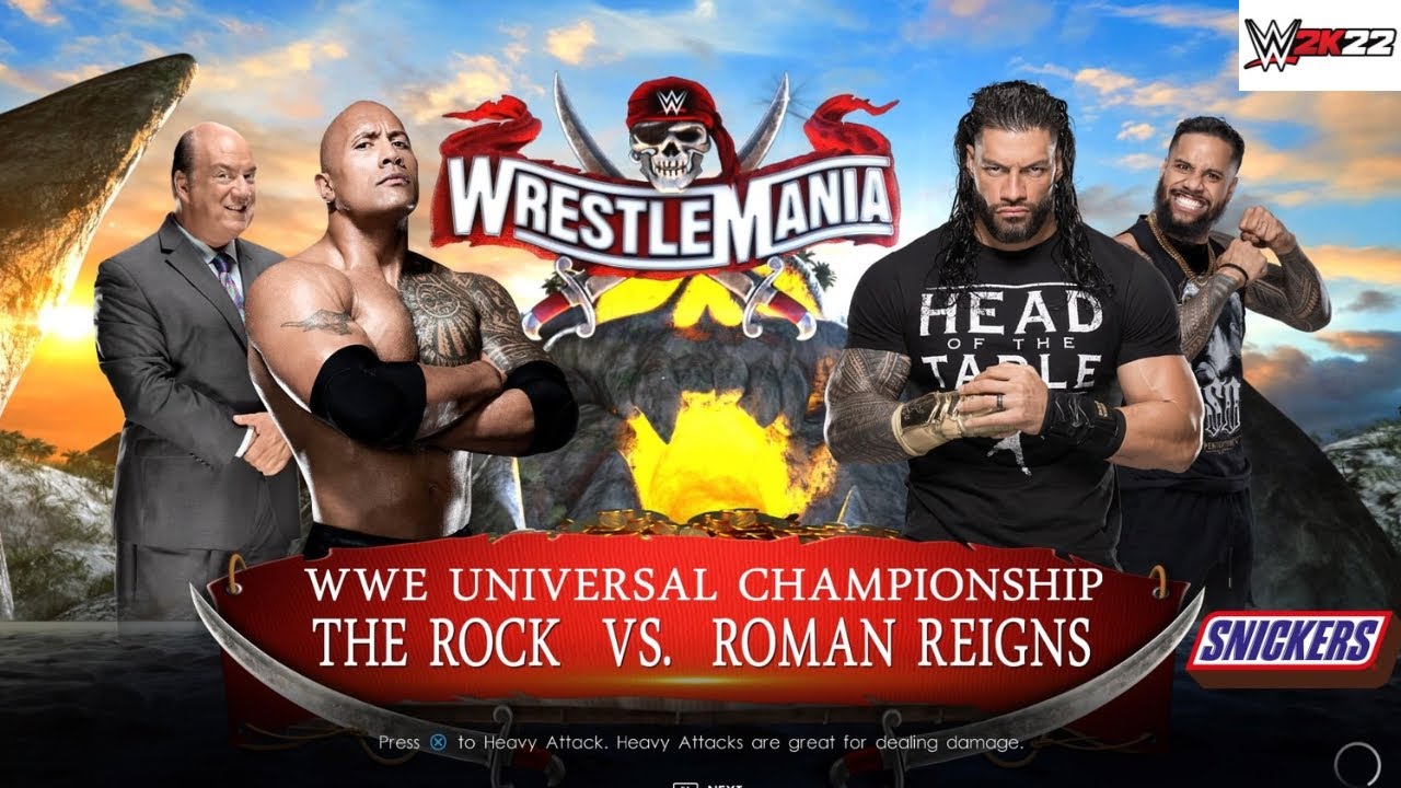 WWE 2K22 - THE ROCK vs ROMAN REIGNS - WRESTLEMANIA 37 - PS4 GAMEPLAY