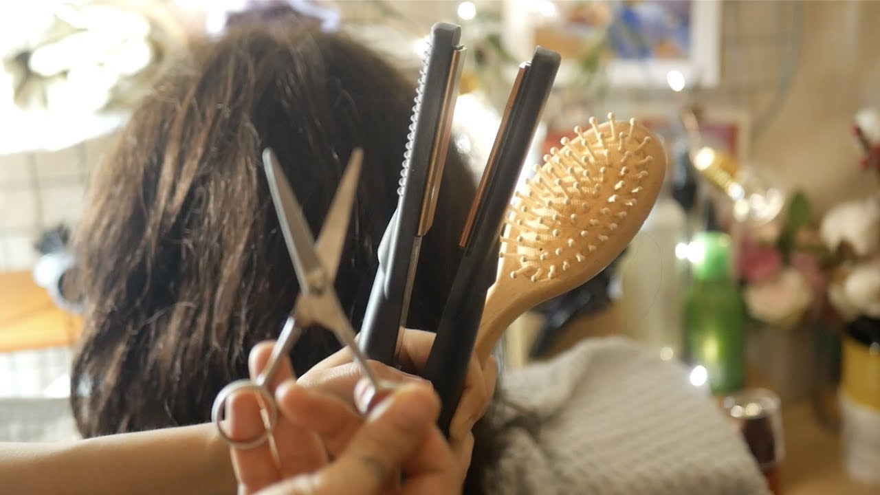 ASMR | 모임가는 손님 헤어 스타일링 샵 롤플/ 커트,고데기소리 /hair styling shop RP