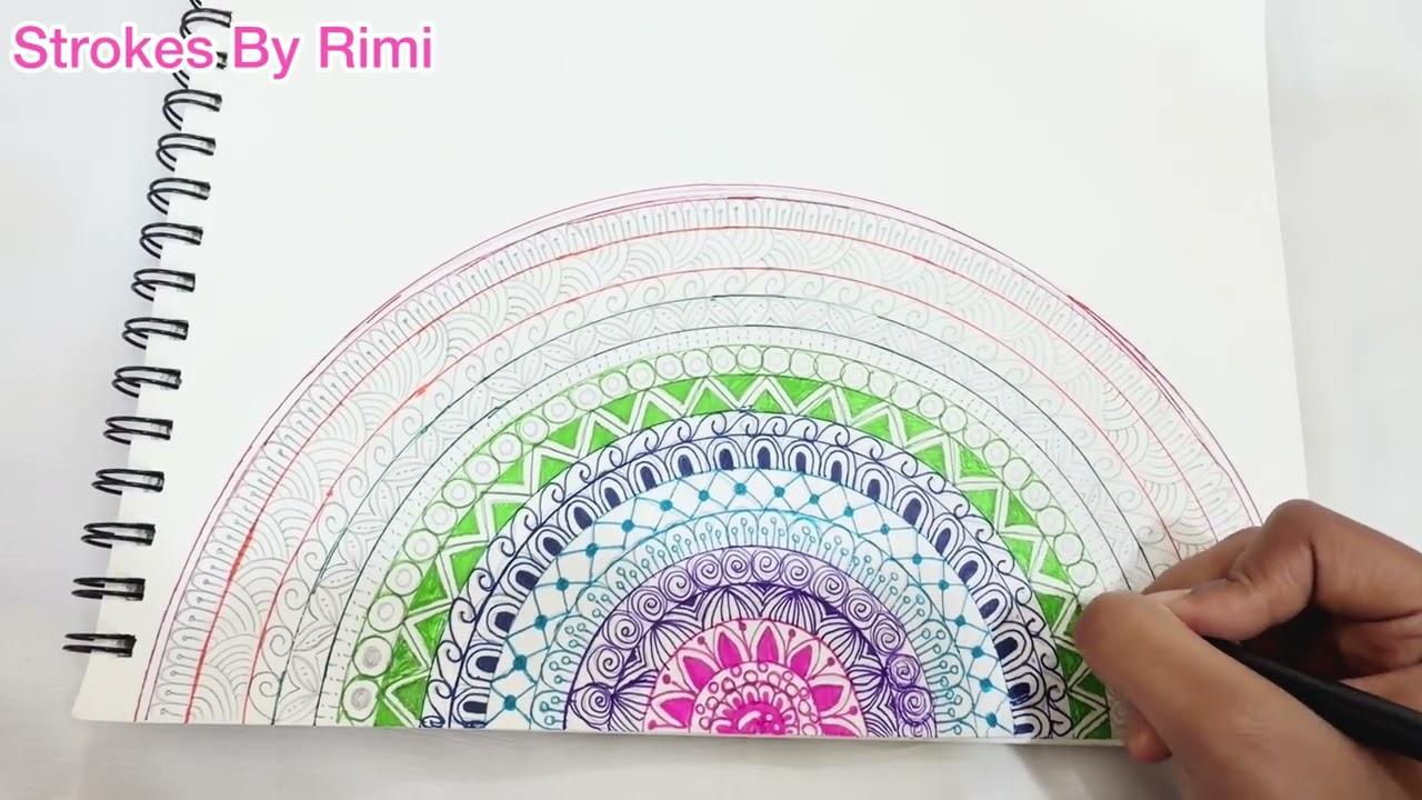 Day-14 Rainbow Mandala 🌈| 30 Days mandala art challenge 💫| #viral | #strokesbyrimi 
