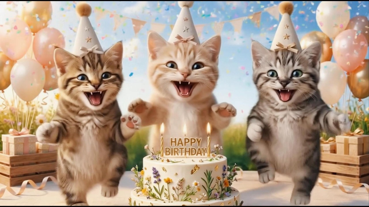 Happy Birthday Remix Song 🎂 Dogs & Cats Celebrating a Birthday🎉해피버스데이 리믹스송 🎂 생일을 축하하는 강아지와 고양이🎉
