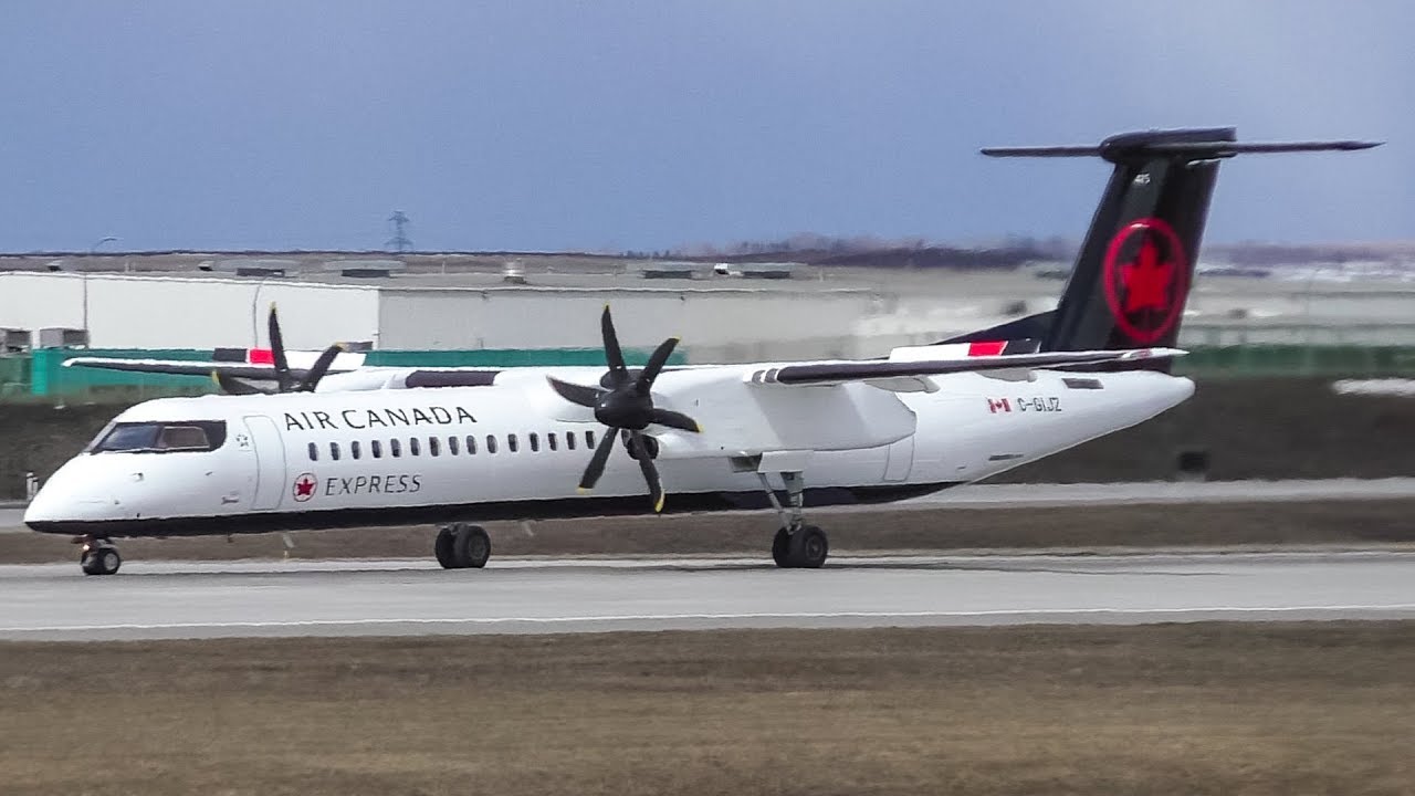Air Canada Express New Livery Bombardier Q400 Landing and Takeoff at Calgary Airport