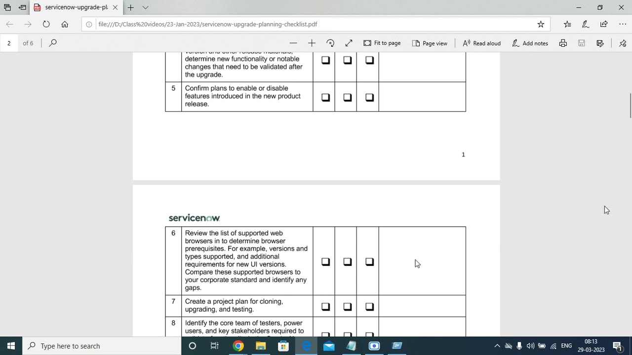 ServiceNow Upgrade Checklist