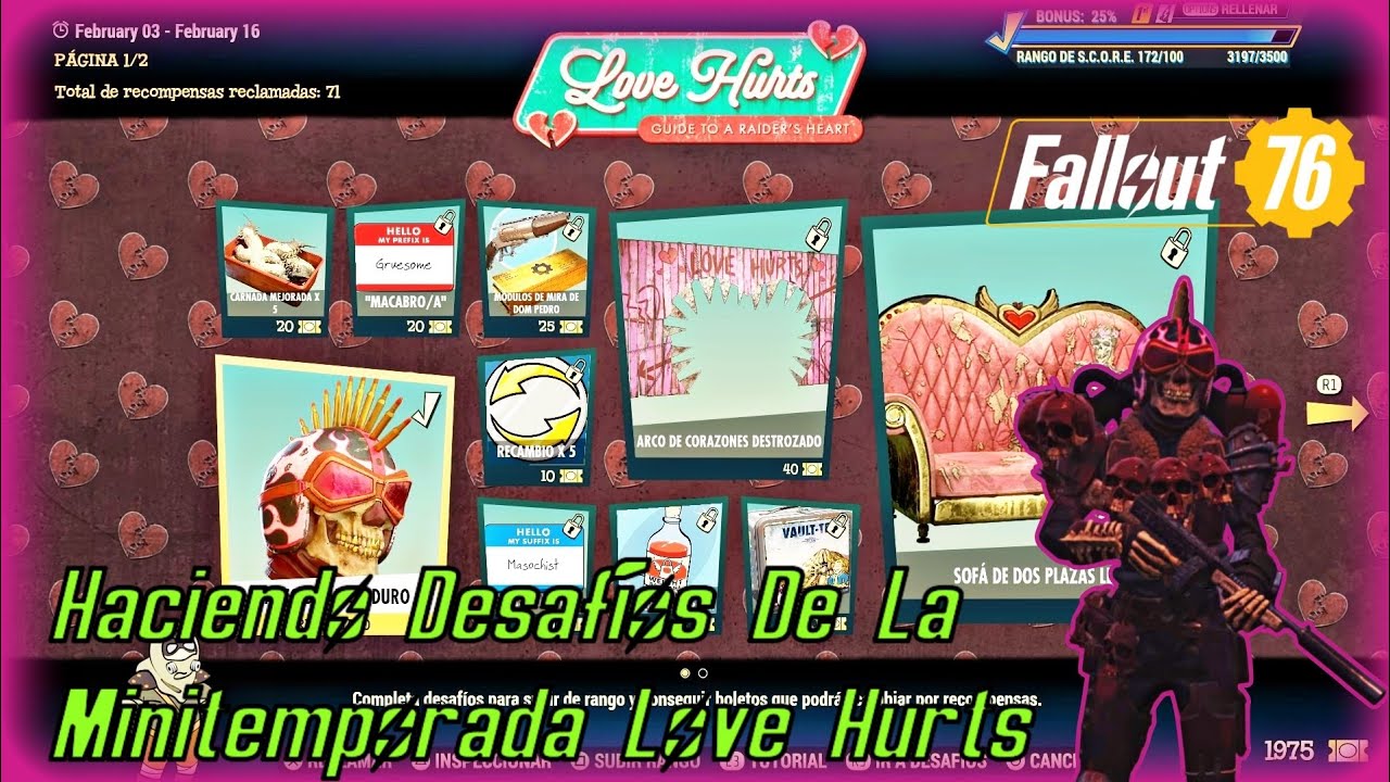 Haciendo Desafíos De La Minitemporada Love Hurts, 2 Semana | Fallout 76