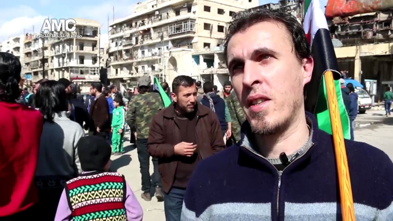 #شاهد مظاهرة حاشدة لثوار حلب في حي باب الحديد في جمعة الثورة مستمرة 4-3--2016