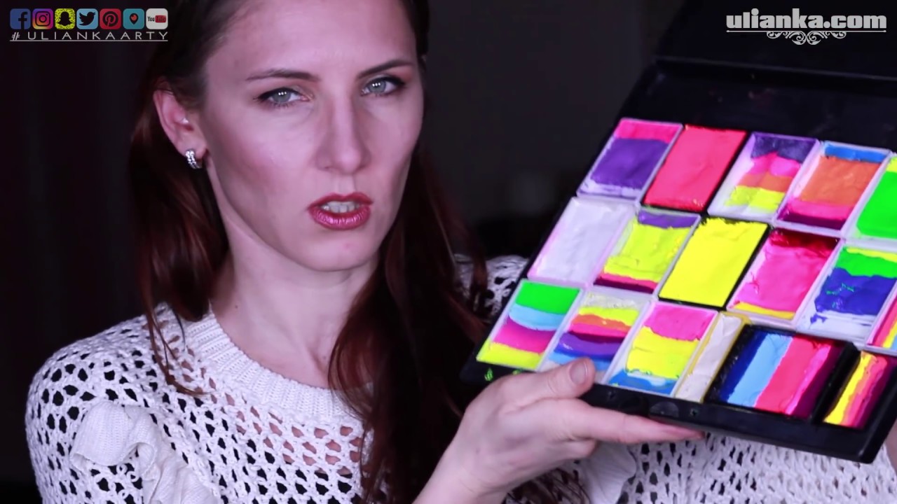 ALL about neon face paints  Neon swatches under UV light and regular light  All colours