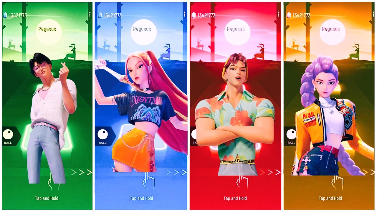 Ep 10 Jinu 🆚 Mira 🆚 Abby 🆚 Rumi 🎶 Tiles Hop EDM Rush