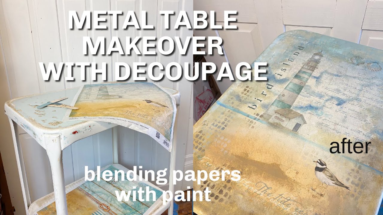 A Metal Table Makeover with Decoupage and Paint!
