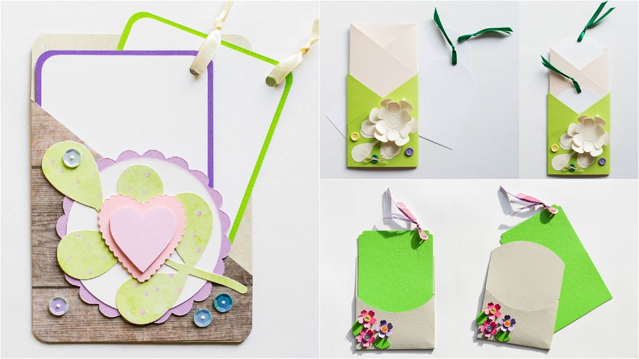 MIX Greeting Cards with Pockets - Envelopes with Flowers | Mishellka DIY