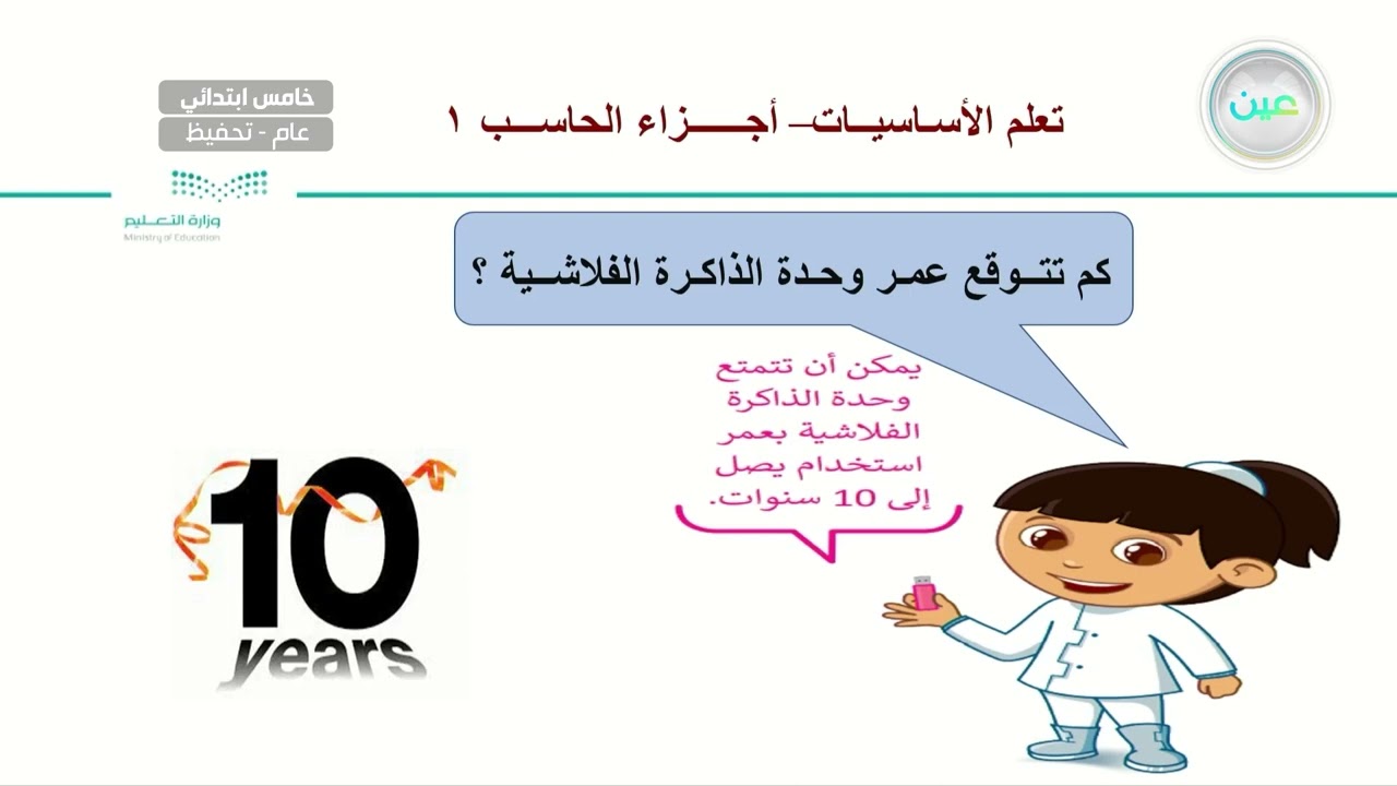 تعلم الأساسيات - أجزاء الحاسب 1 - المهارات الرقمية - خامس ابتدائي