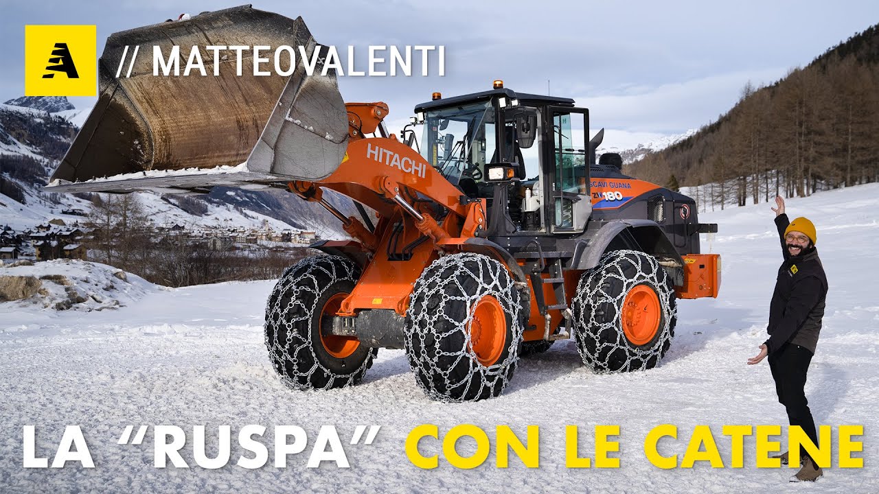 Come si guida una PALA GOMMATA con le CATENE su neve ☃️e ghiaccio ❄️?