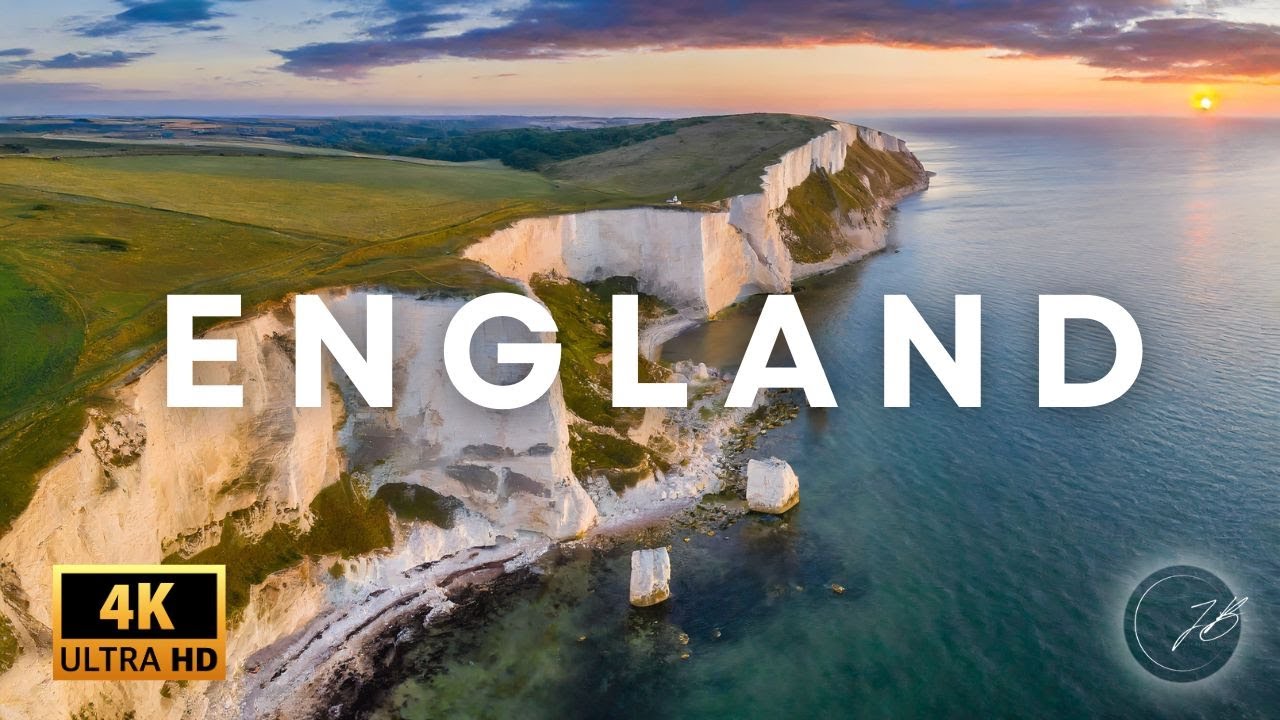ENGLAND - 4K Relaxation - Aerial Countryside, Exmoor, Durdle Door, Cheddar Gorge and The Cotswolds
