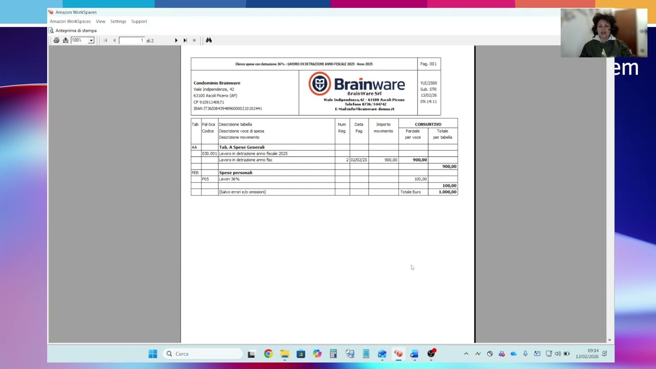 TS Brainware - DOMUS Programma gestione condomini: Spesa in detrazione fase 2 controllo