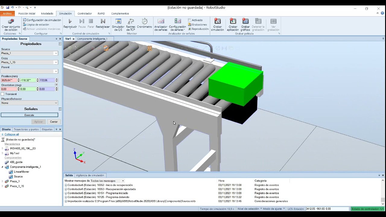 Robot Studio - Clase 3 - Componentes Inteligentes 1 - Cinta Transportadora
