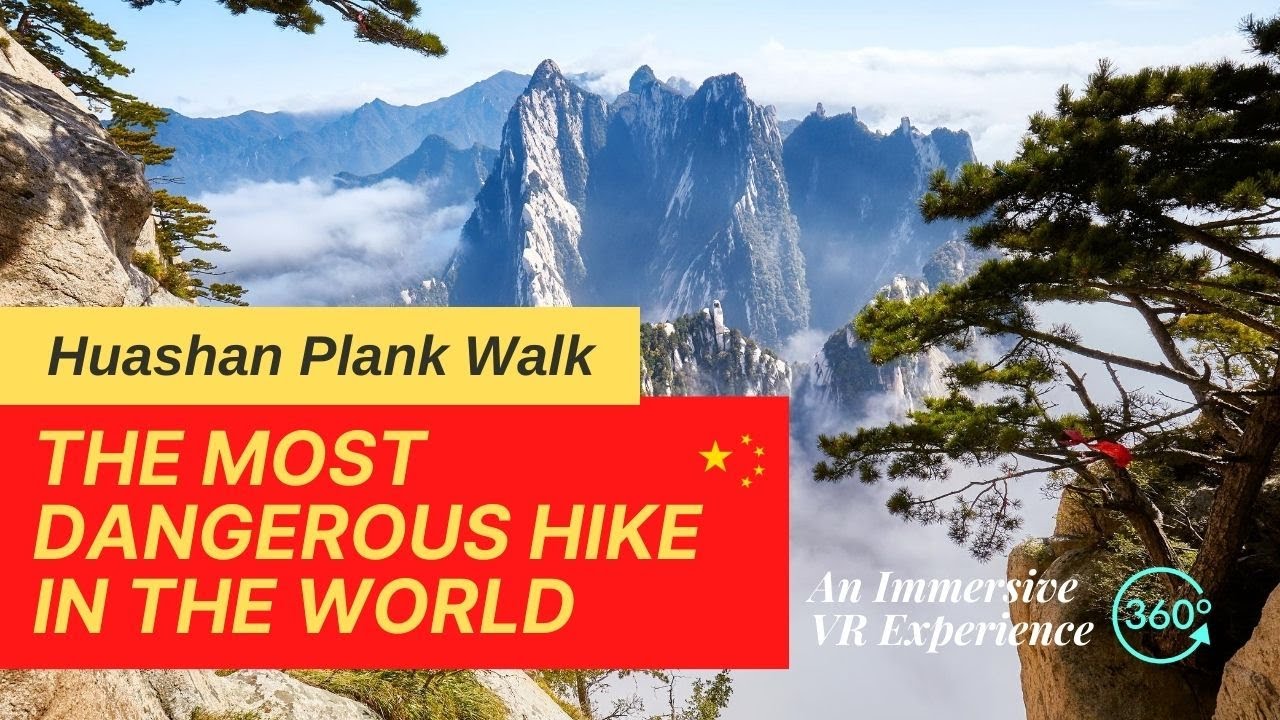 Huashan Plank Walk in 360° 华山长空栈道 | World's Most Dangerous Hike | An Immersive VR Experience