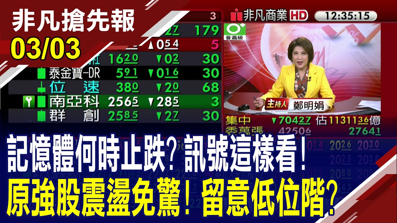【記憶體何時止跌? 訊號這樣看! 原強股震盪免驚! 留意低位階?】20260303(鄭明娟×龔鴻彬) @ustvhotstock