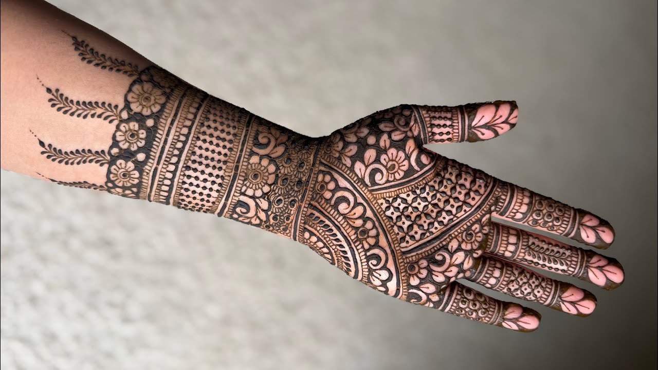 Elegant Semi Bridal Henna Design Tutorial for Front Hand | Semi Bridal Style mehndi design 🌸