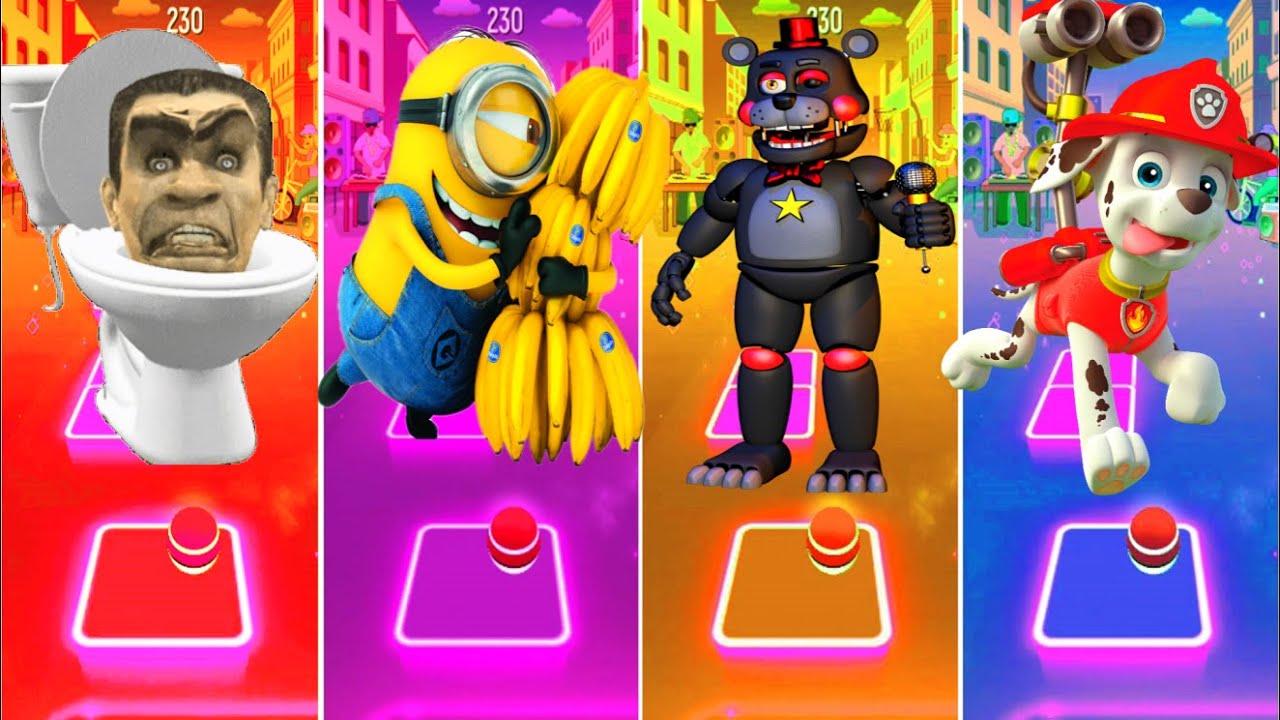 Astronomia 🎶🎶🎶Skibidi Toilet 🆚 Minions 🆚 Freddy Fazbear 🆚 Paw Patrol 🎶 TILES HOP / MUSIC GAMES