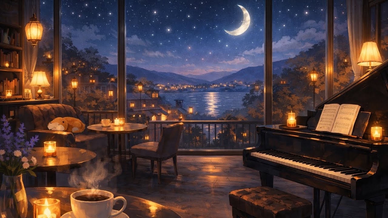 🌙 Cafe Slumber | Soft Night Cafe Piano for Relax & Sleep | 1 Hour