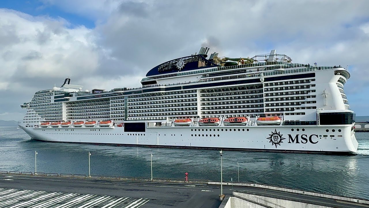 MSC Virtuosa 🚢 Departure 4K in Ponta Delgada, Sao Miguel Azores Portugal 🇵🇹 13.04.2025 #CruiseShip
