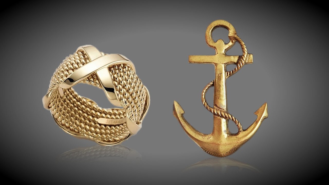 Ring Bow-knot and Pendant Anchor. Rhinoceros. Stream.