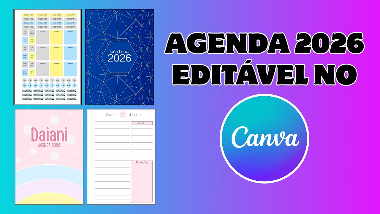 Agenda 2026 Editável no Canva