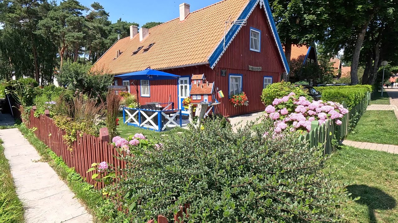 Nida, Lithuania. Walk Through the Town Centre and Along the Laguna